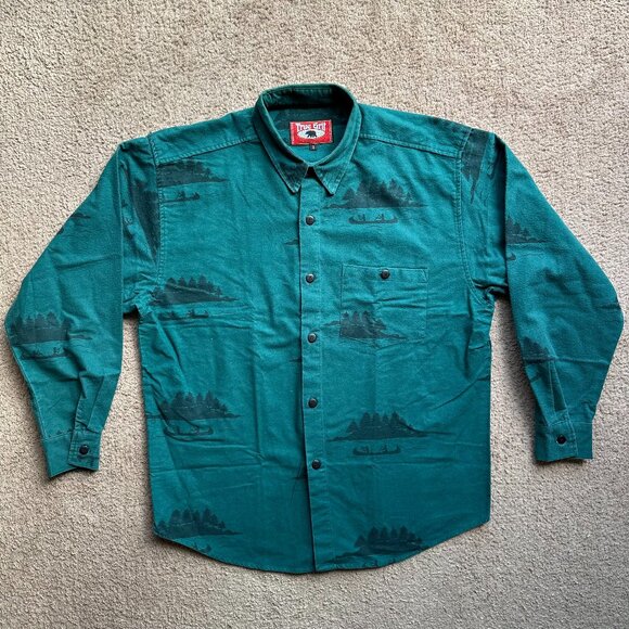 True Grit Other - True Grit Shirt Mens Large Button Up Point Collar Flannel Vtg Green Mountains